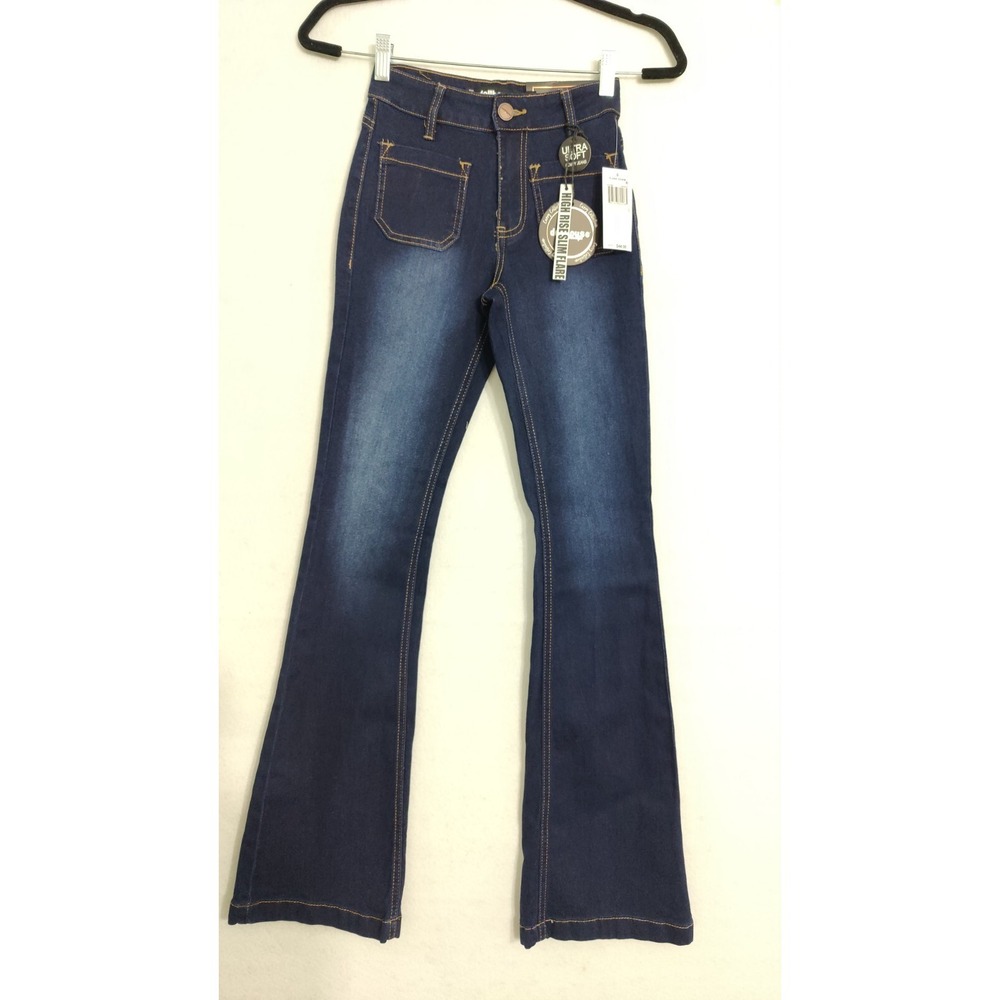 dollhouse curvy collection High RiseSlim FlareDenim Women'sDark Blue Jeans Siz 0